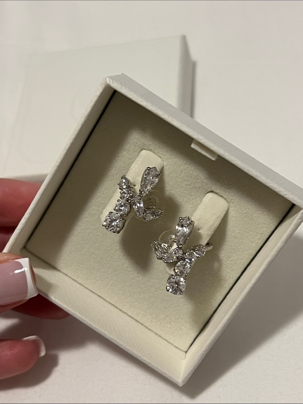 Swarovski Silver Clear Crystal Cluster Drop Earring CUFFS